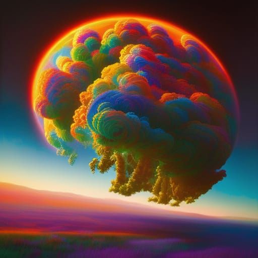 Psychedelic Cosmic Goat Dancing: Photorealistic LSD Art