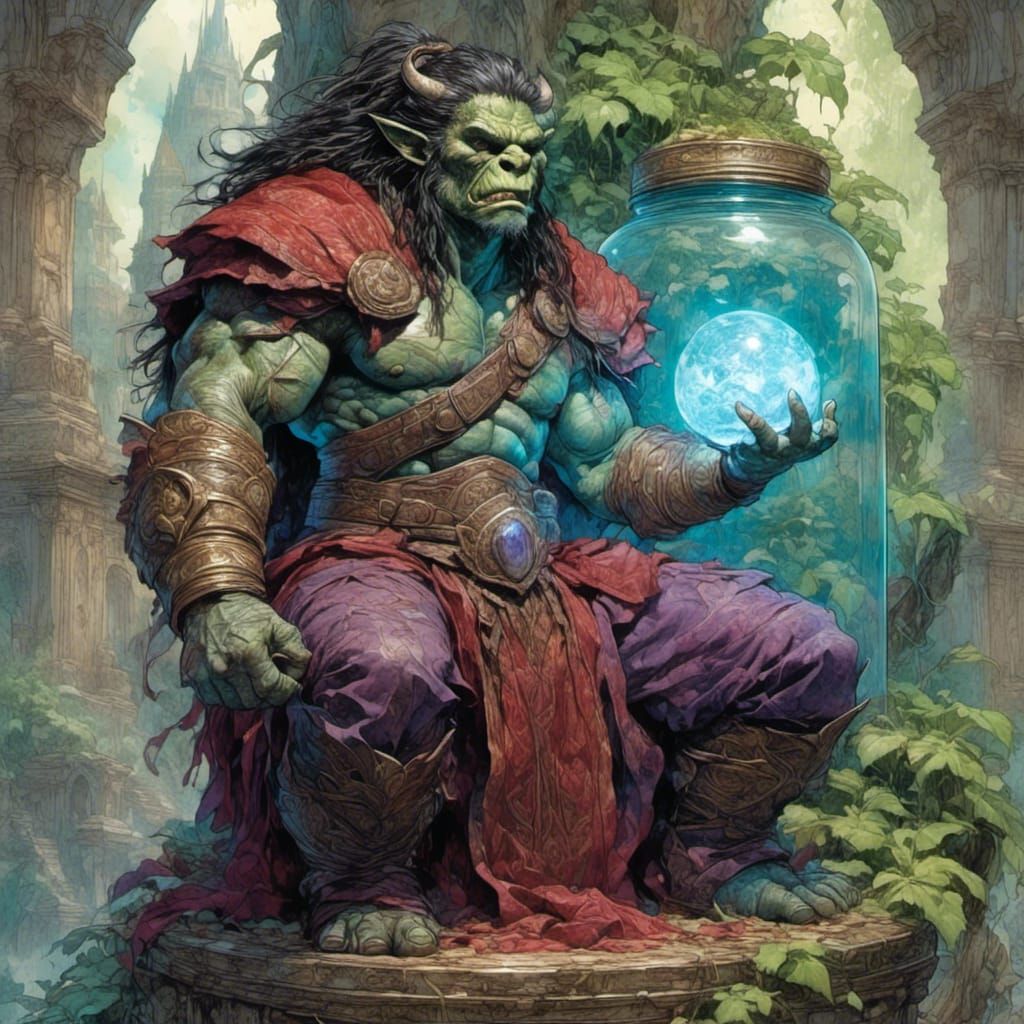 Orc Warrior Trapped in Wizard's Magic Jar