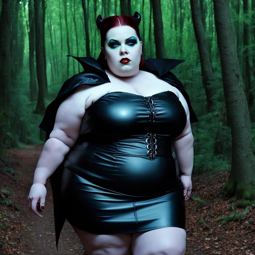 Vampire in PVC in Dark Woods