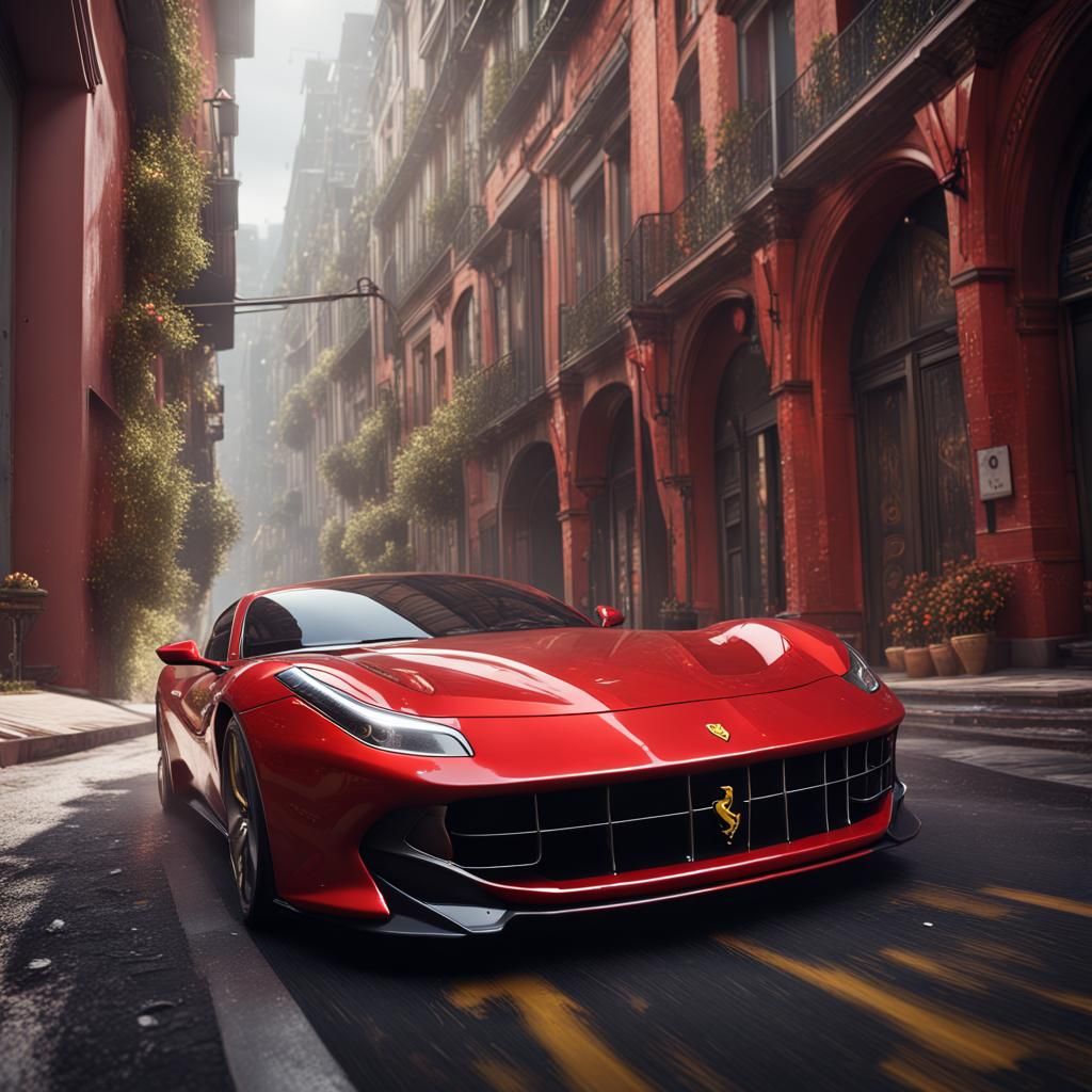 Ferrari 812 Competizione Speeding Through City Street