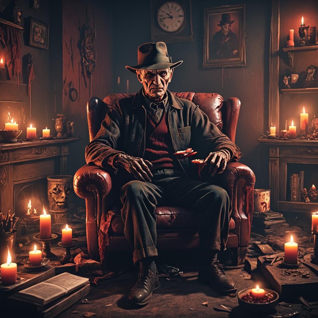 Freddy Krueger's Candlelit TV Night: Fantasy Art