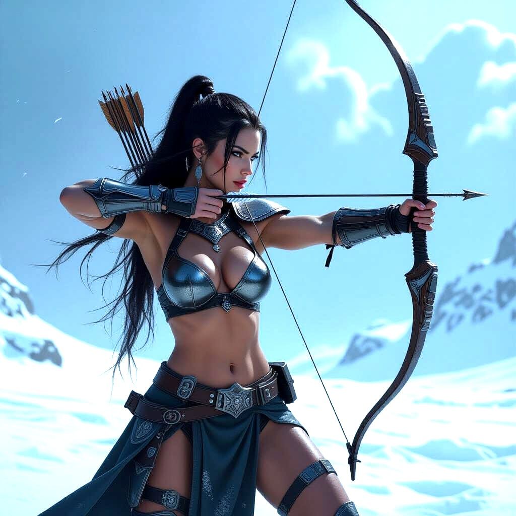 Female Warrior in Dystopian Medieval Future