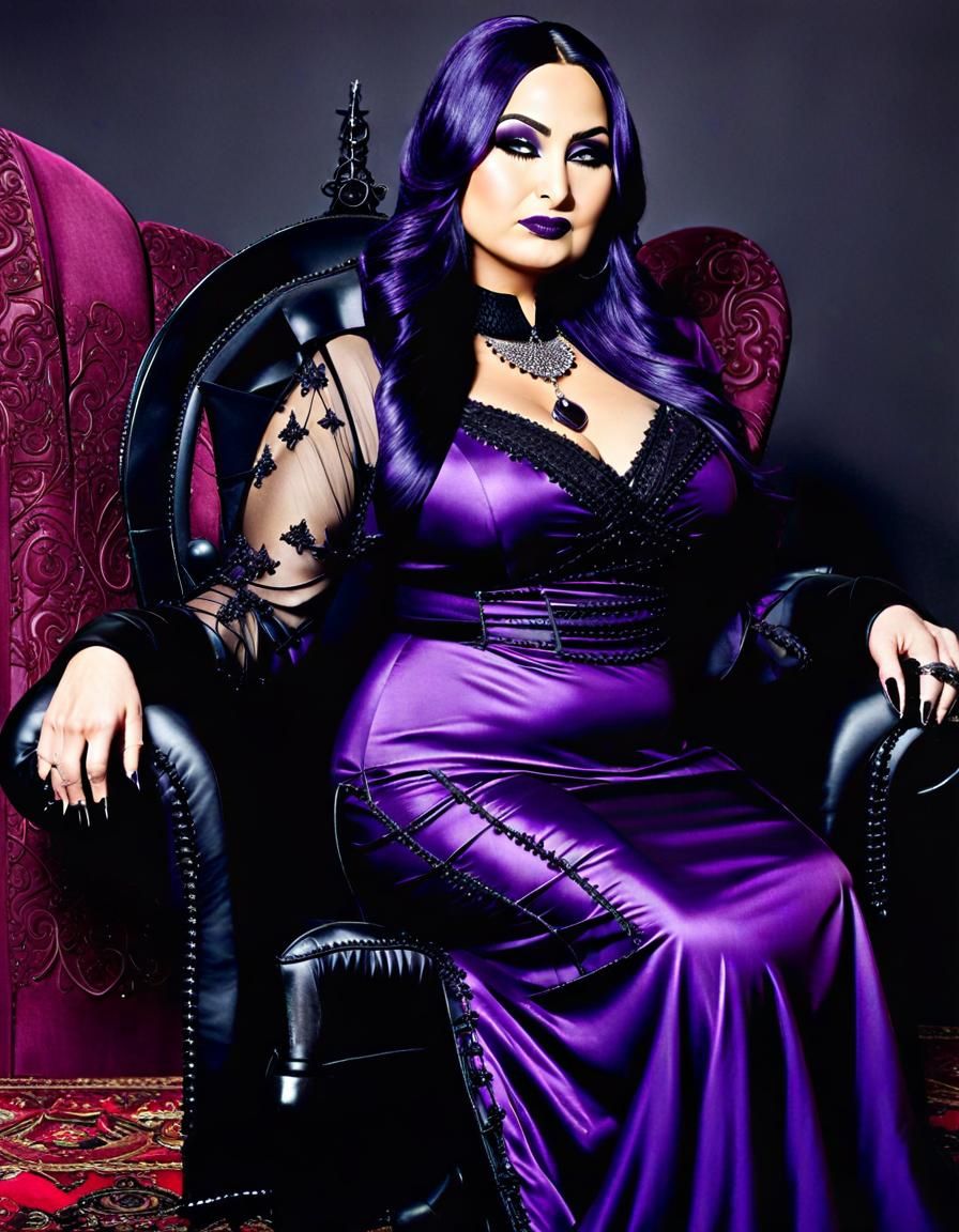 Gothic Woman in Purple Dress, Pop Art Portrait