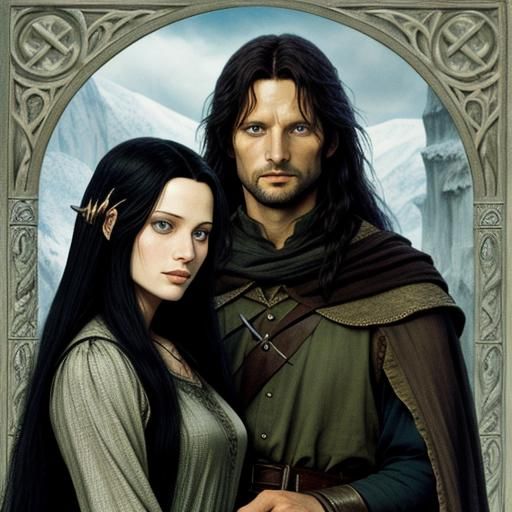 Aragorn and Arwen: Lord of the Rings Portrait