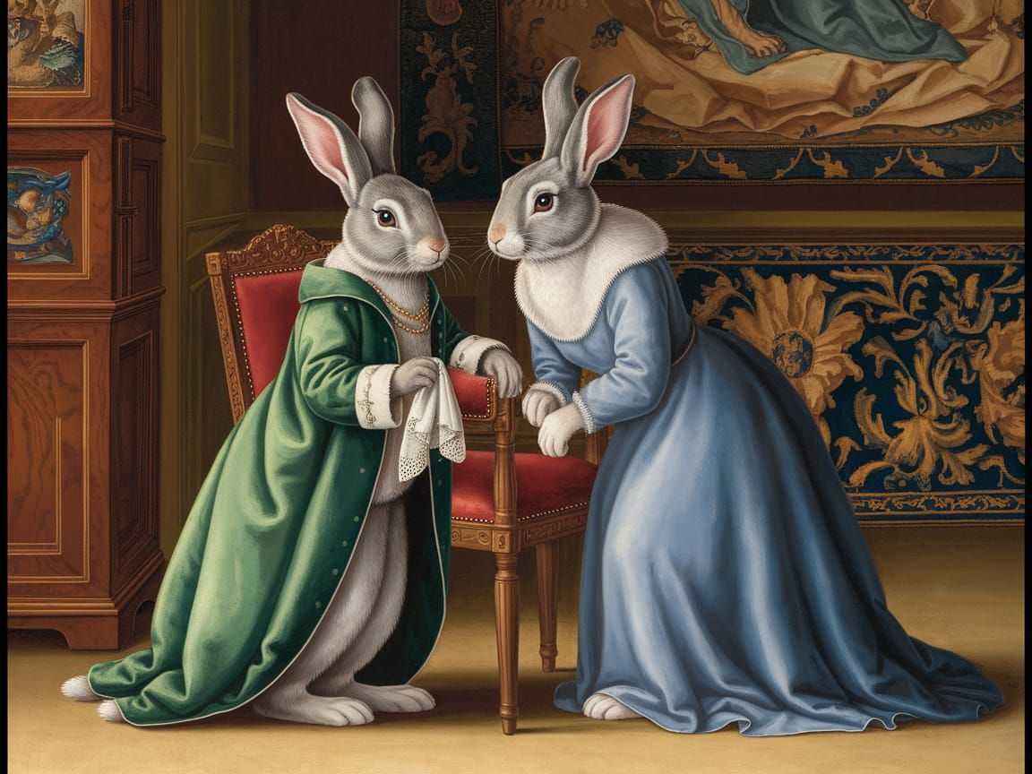 Medieval Rabbits in Luxurious 15th-Century Chamber