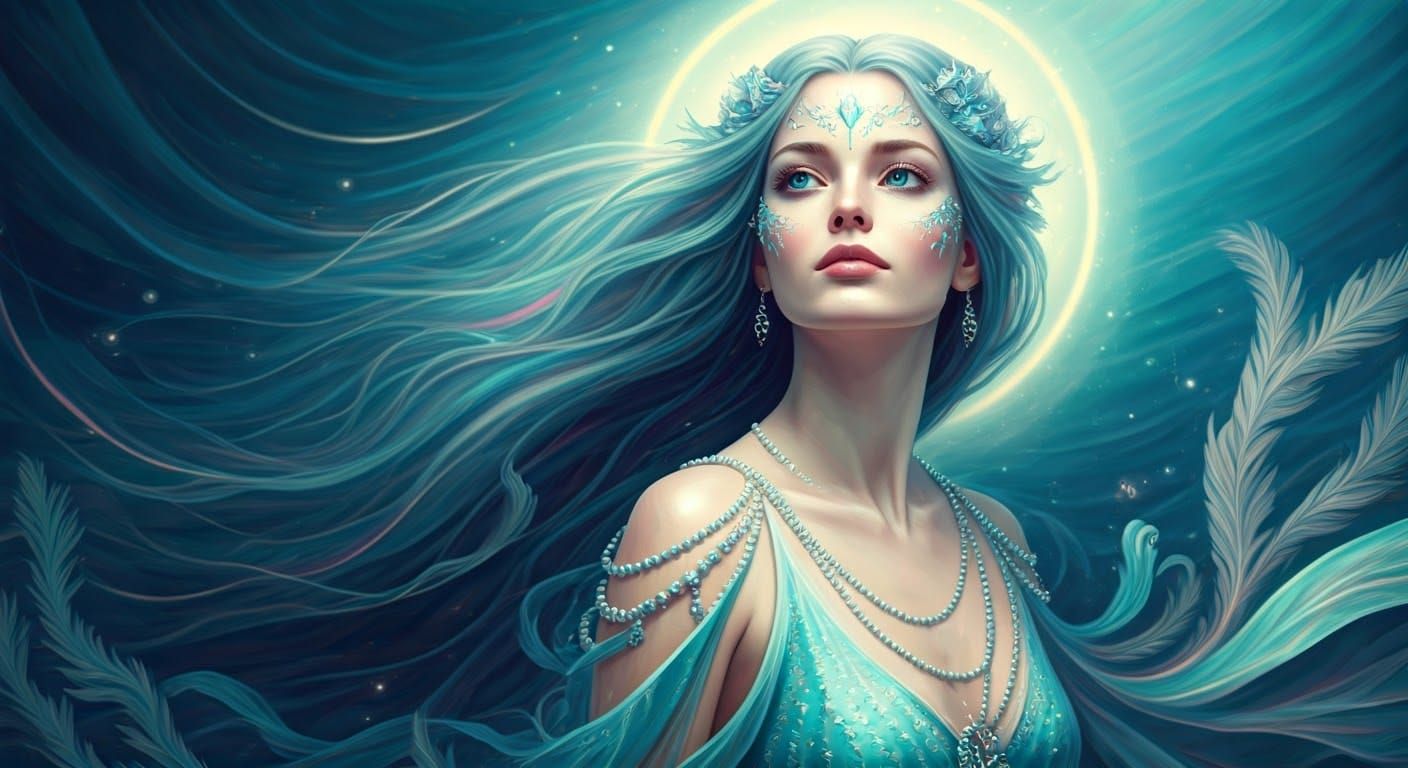 Mystical Pisces Woman in Ethereal Dreamscape