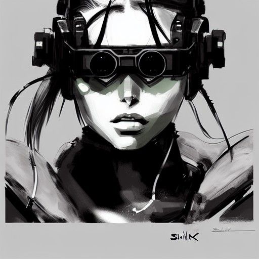 Badass Girl in Night Vision Goggles as Digital Art