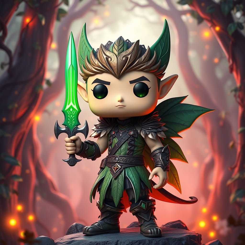 Elven Adventurer in Enchanted Forest, 3D Anime Art