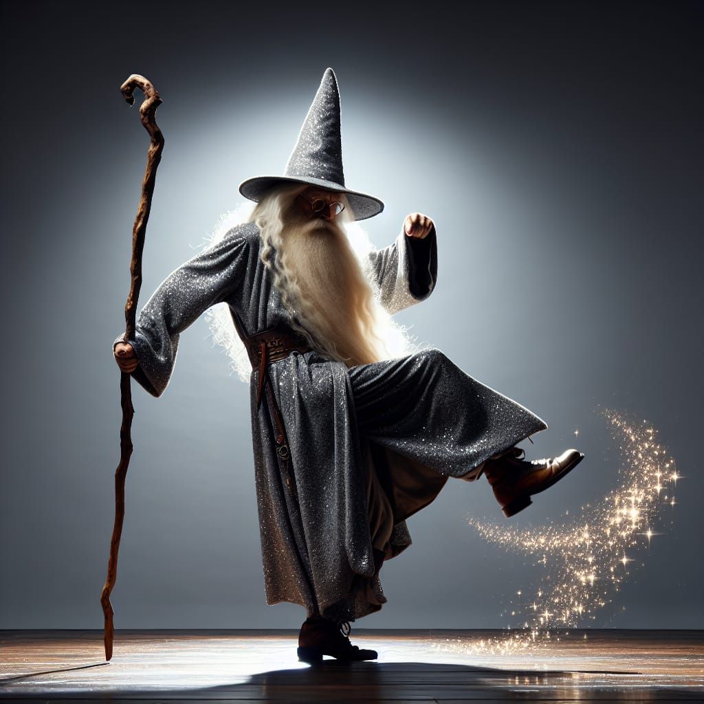 Wizard Moonwalks Leaving Glittery Silhouette