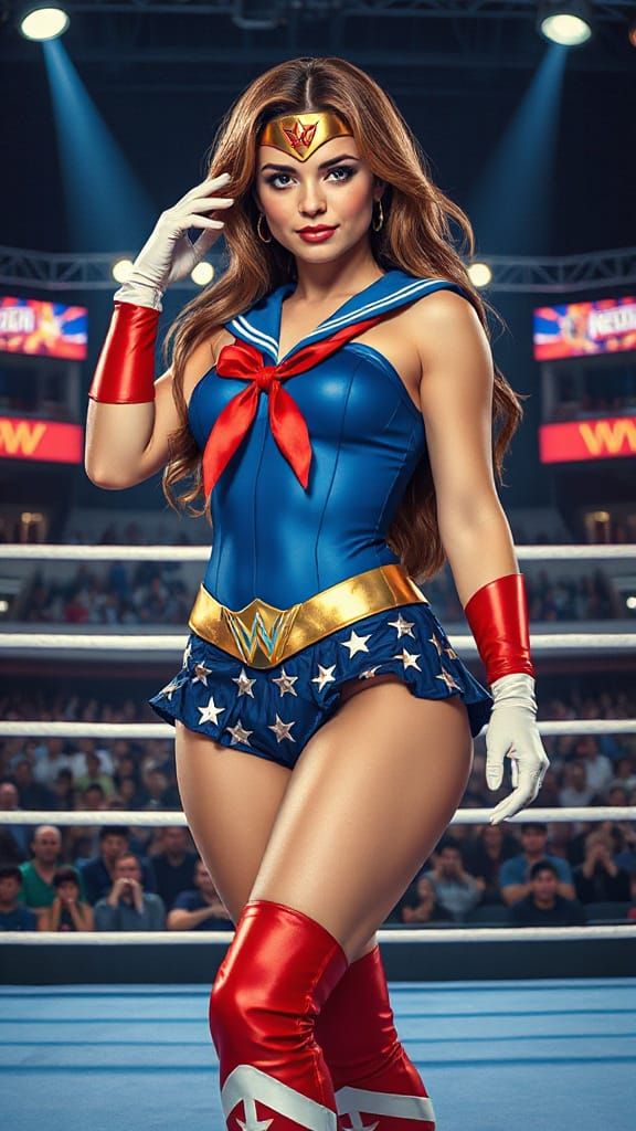 Wonder Woman Wrestles in a Vibrant Pop Art Style