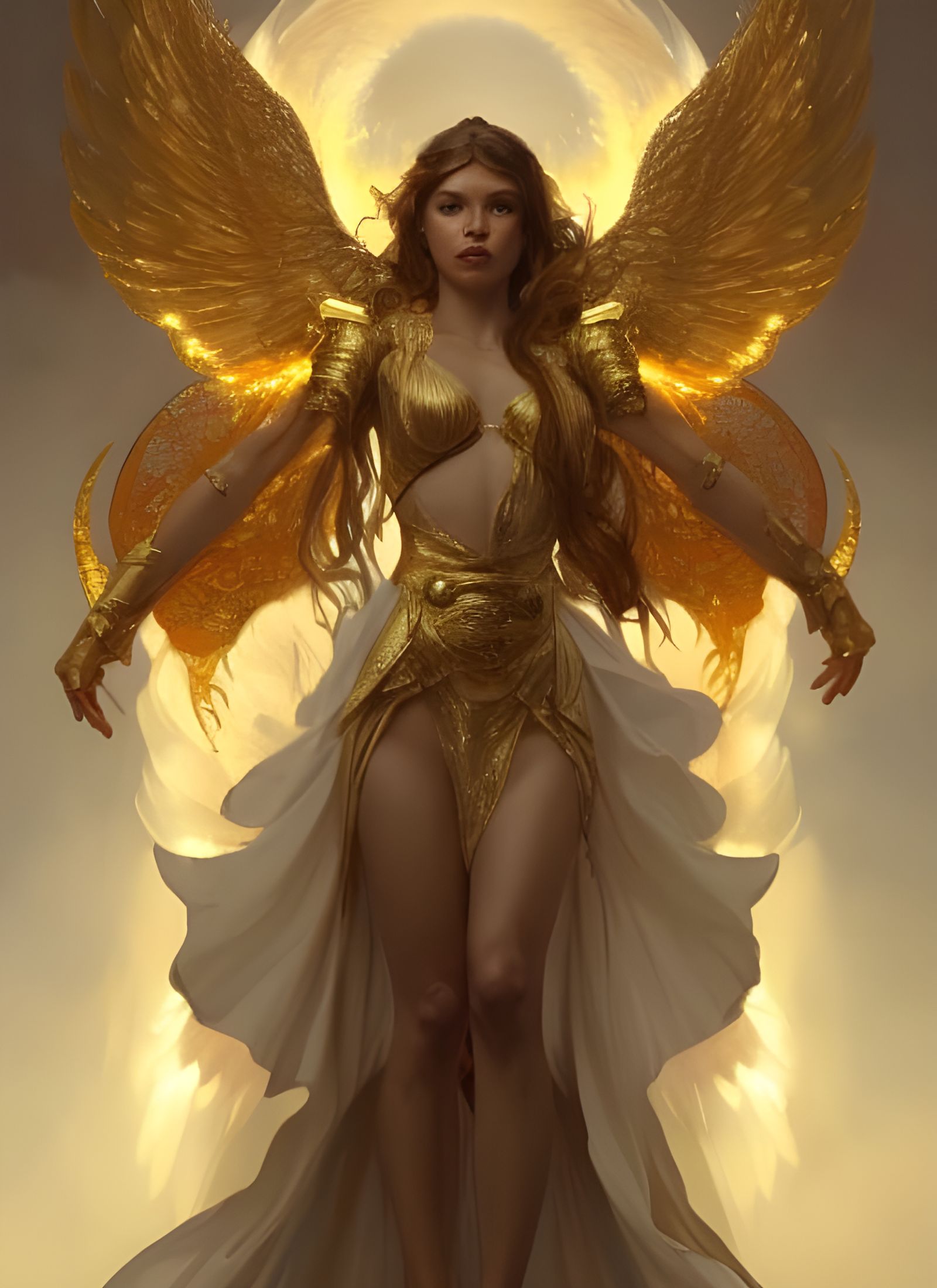 Angel Warrior Portrait in Hyperdetailed Art Nouveau Style