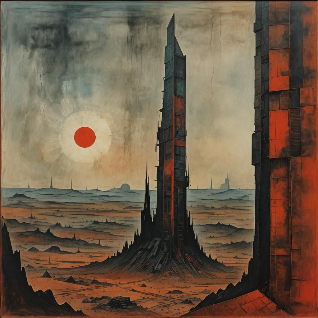 Martian Monolith: Surreal Abstract Art