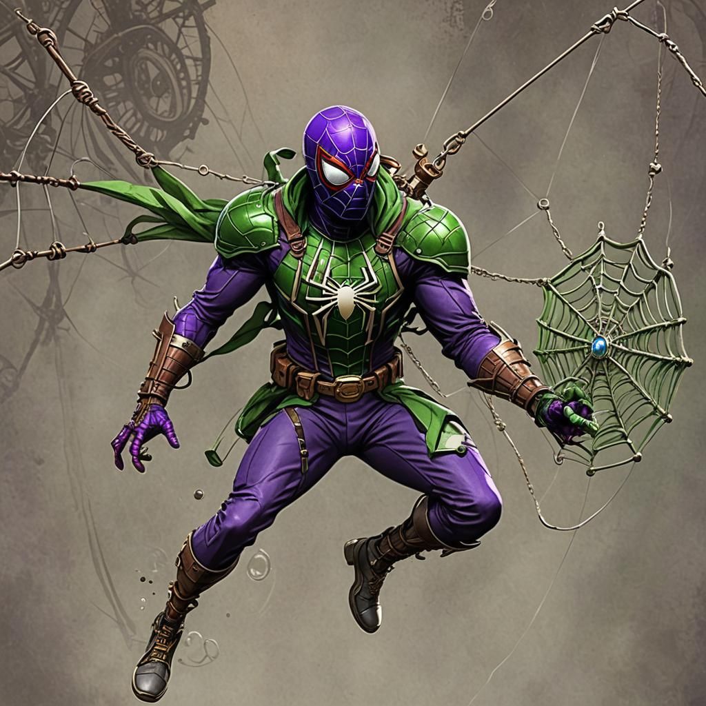 Steampunk Spider-Man Firing Web of Gears