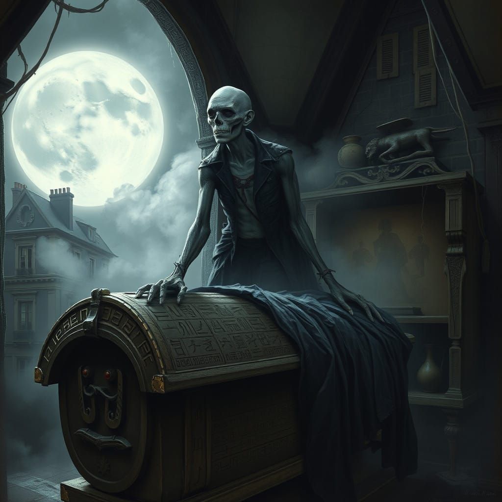 Ethereal Vampire Emerges from Egyptian Sarcophagus in Parisi...