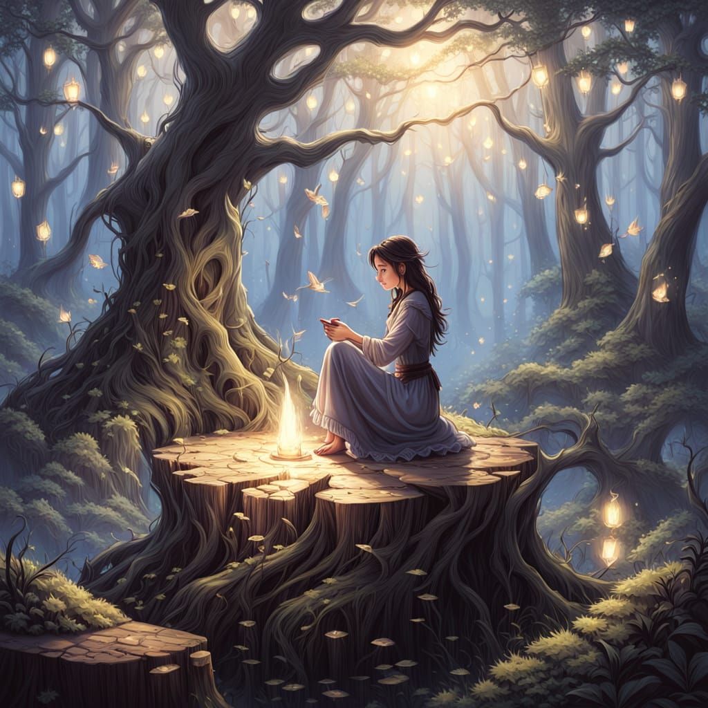 Ethereal Fantasy Scene with Whimsical Details