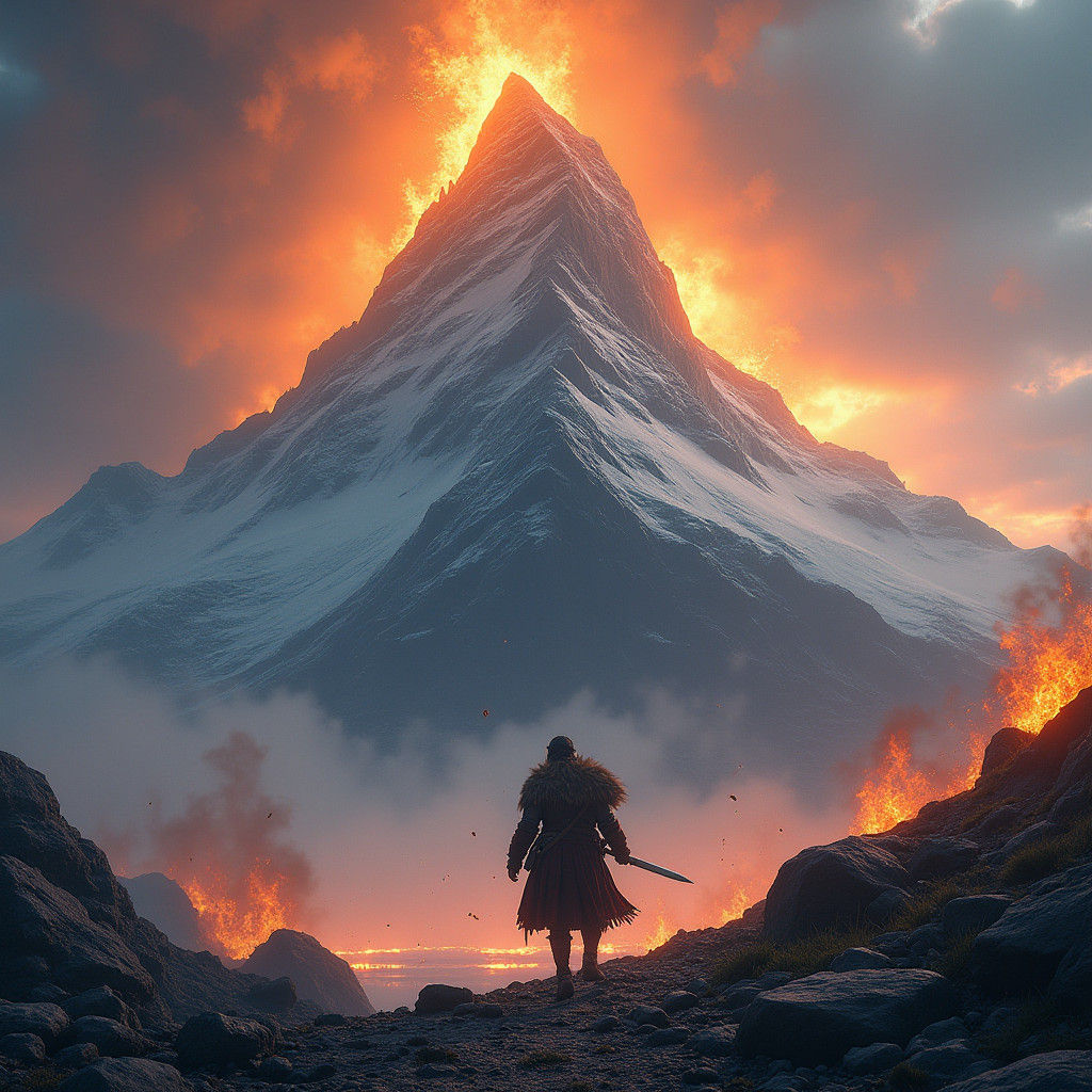 Inferno on a Scottish Peak: Highland Warrior Stands Firm