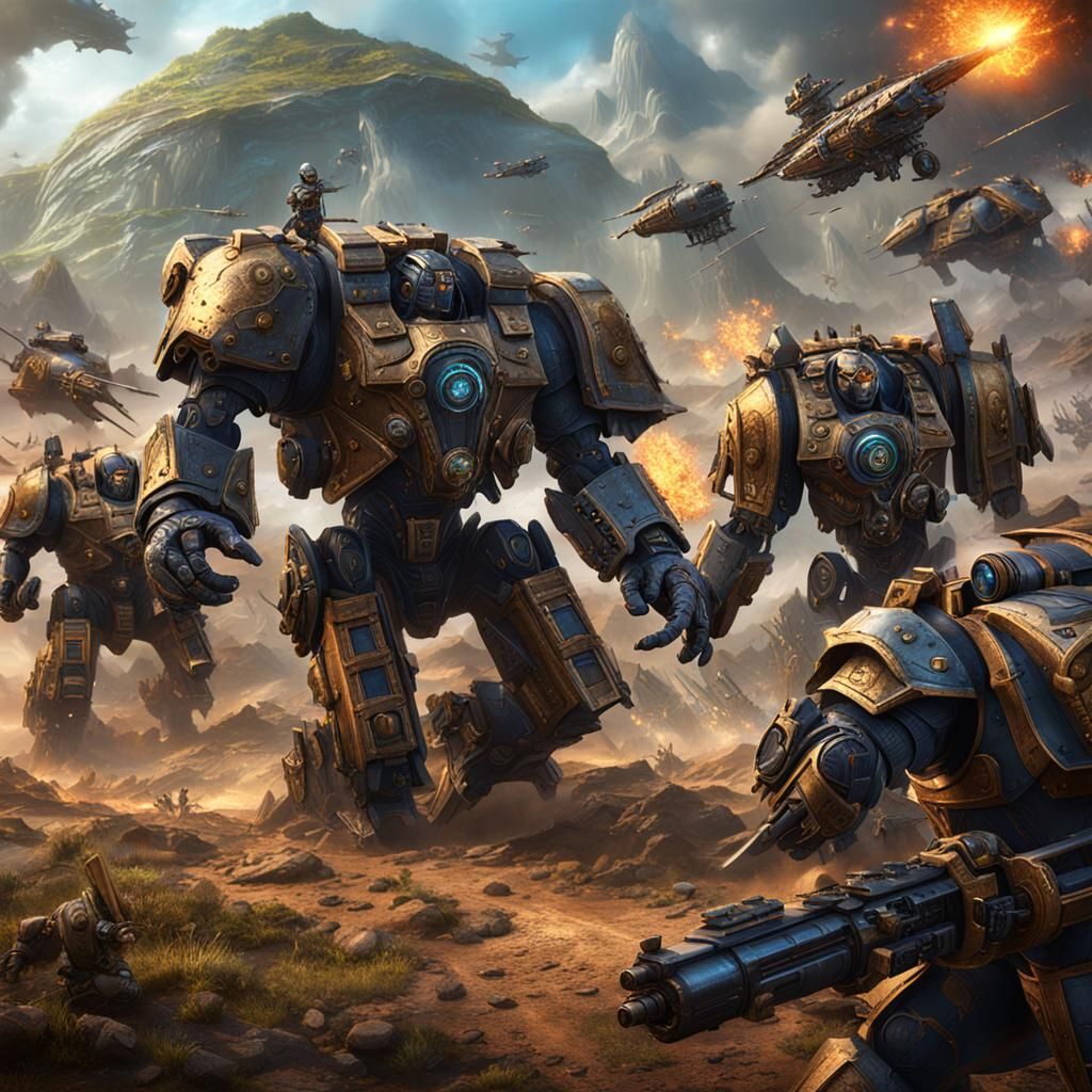 Earth's War Machines Charge: Detailed Matte Painting