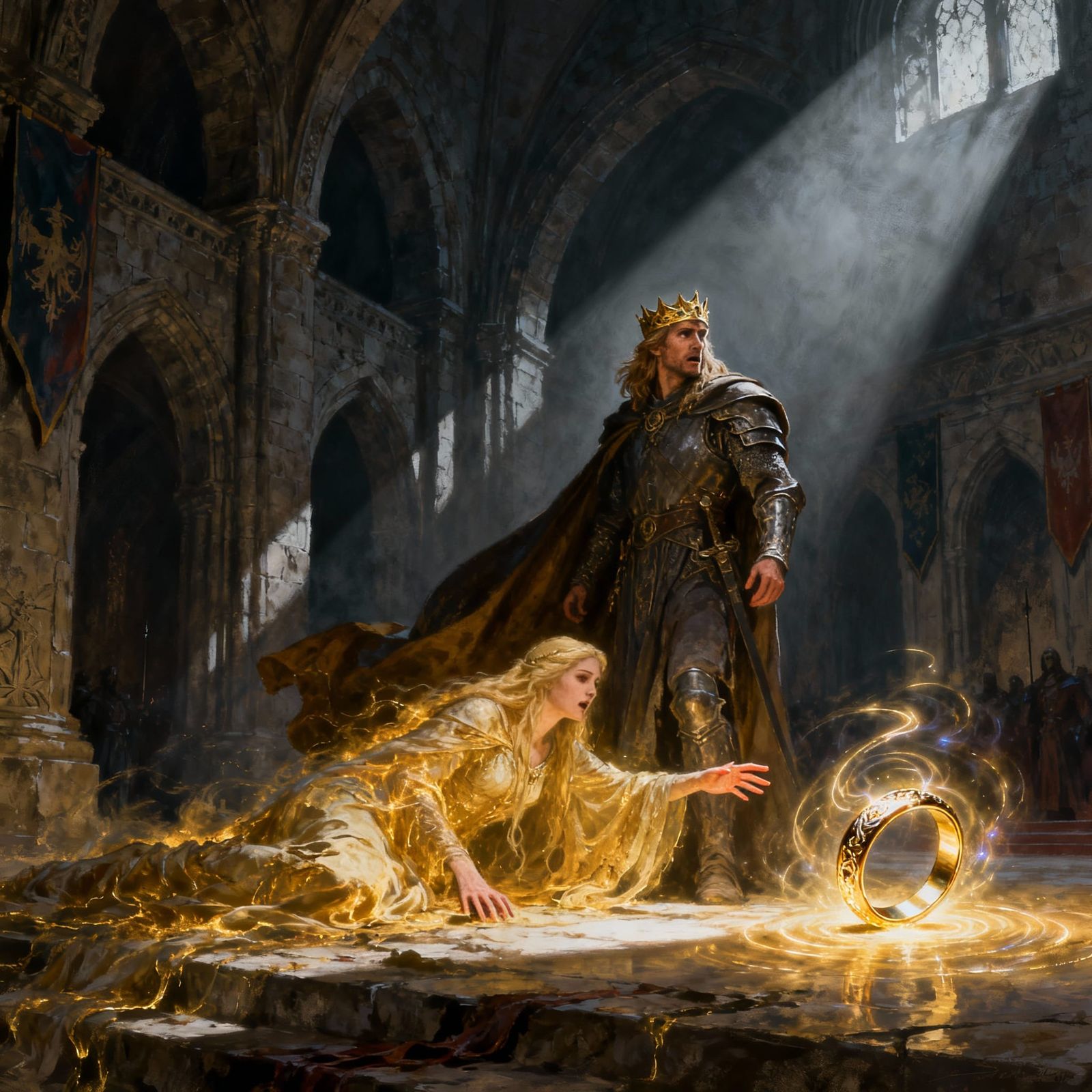 Aragorn Crowned King, Arwen Collapses Under Ring's Influence