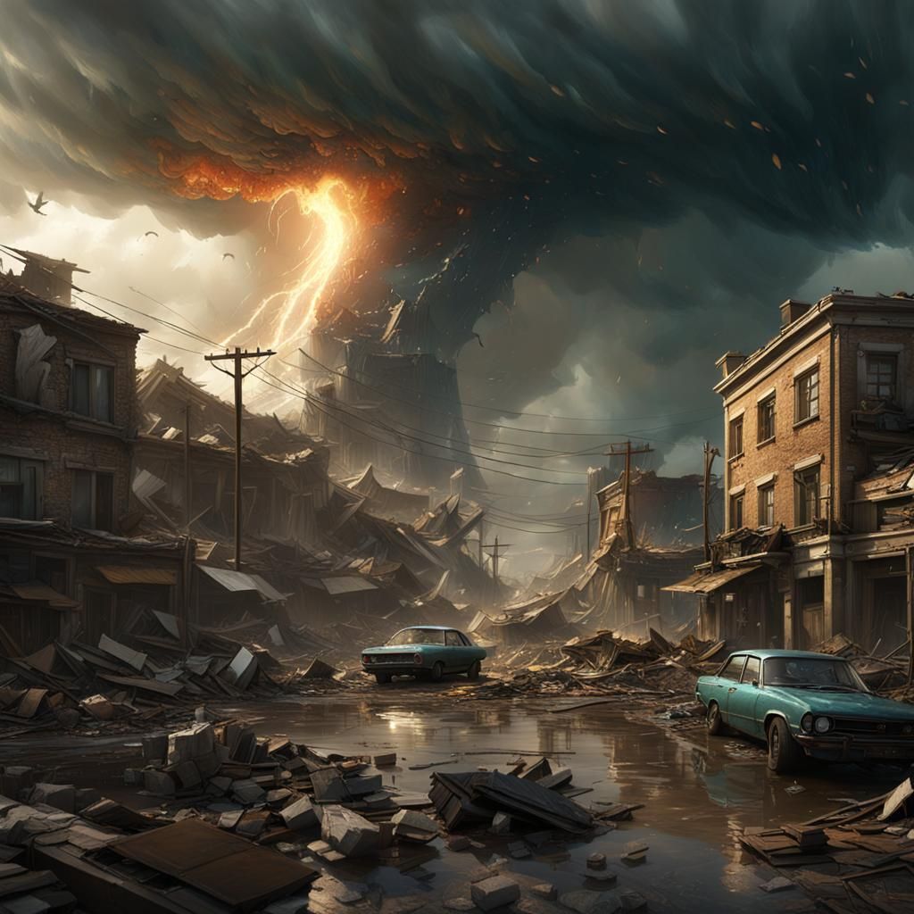 Tornado Devastation: Dark Fantasy Concept Art