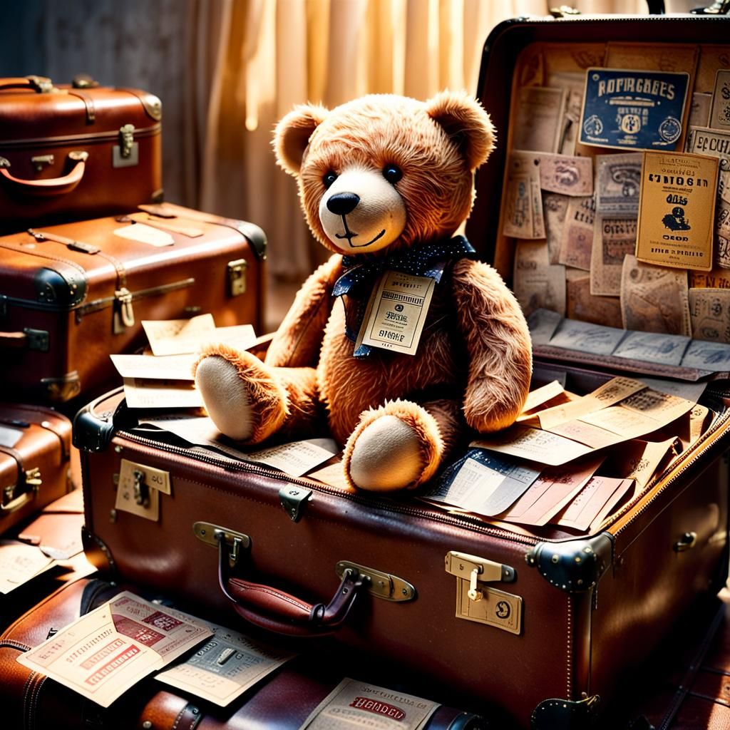 Teddy Bear in Vintage Suitcase: Cinematic Macro Photography
