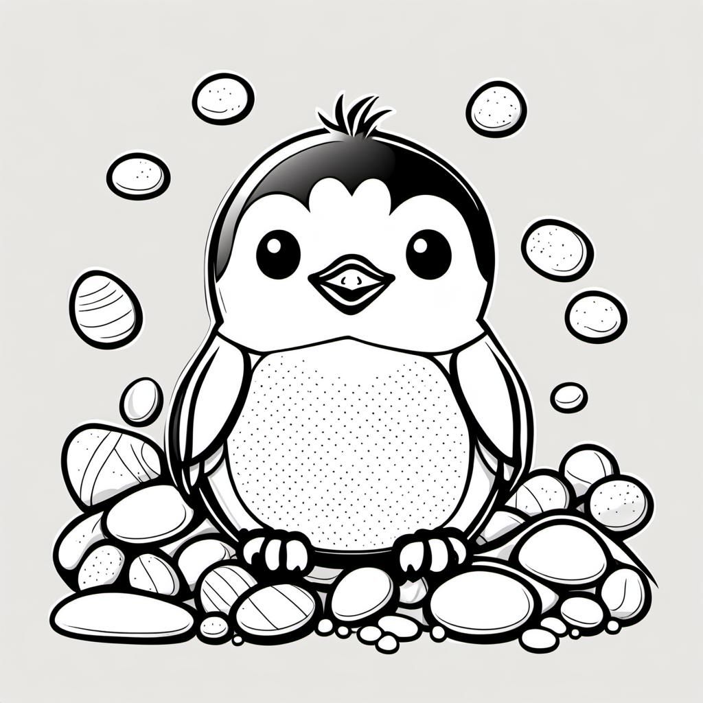 Cute Chibi Penguin Coloring Page for Kids