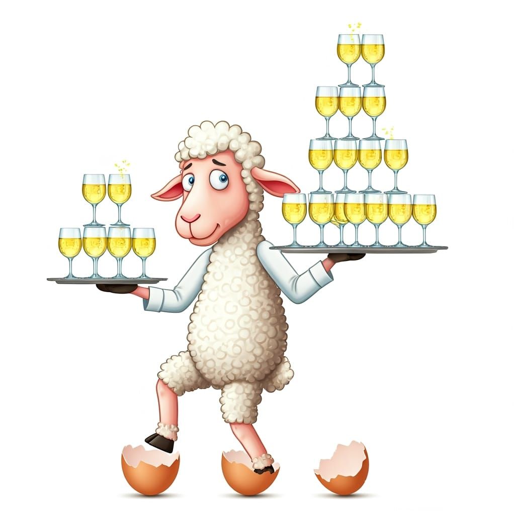 Worried Lamb Waiter on Eggshells