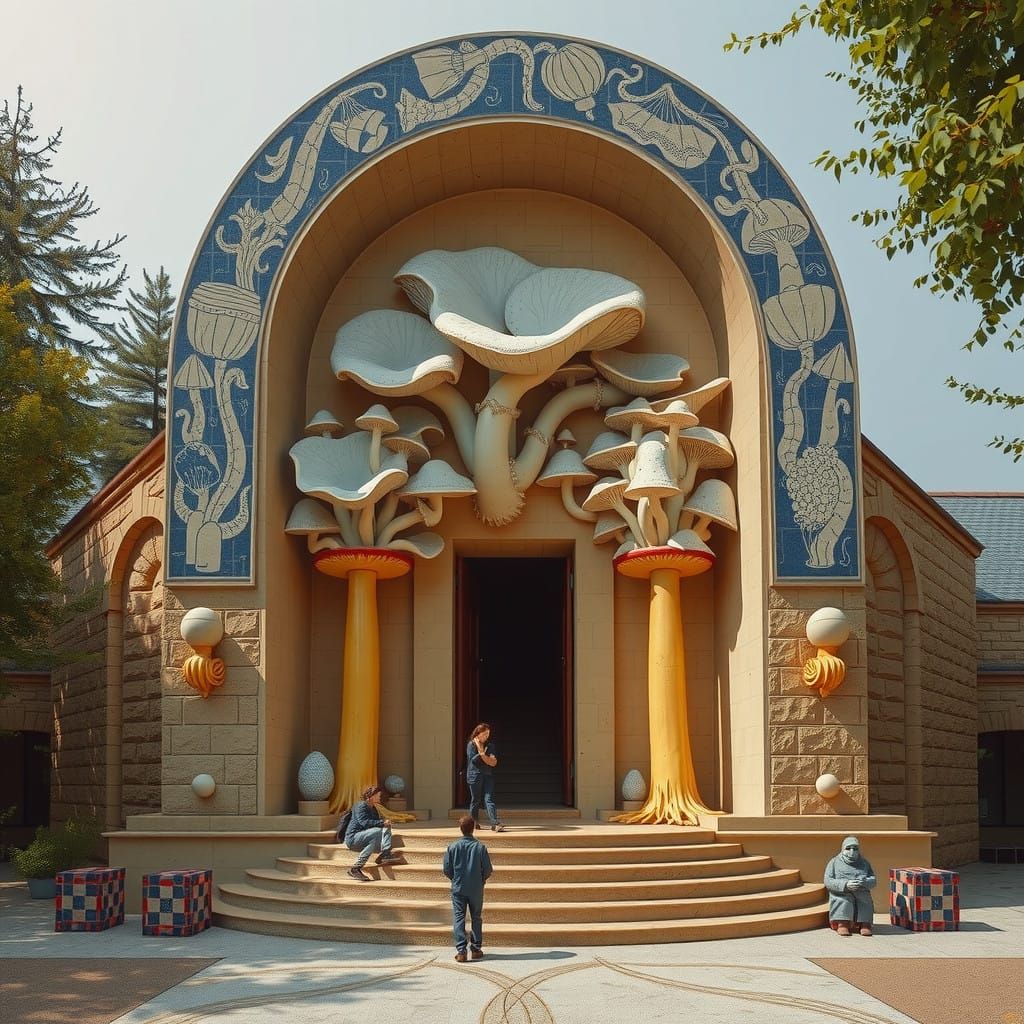 Surreal Mushroom Congress in Hyperreal Style