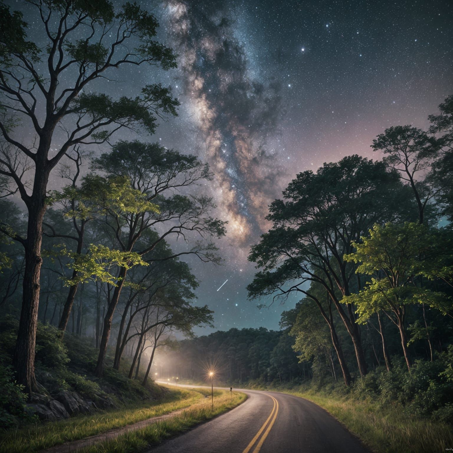 Ozark Mountain Road at Night: Fantasy Concept Art
