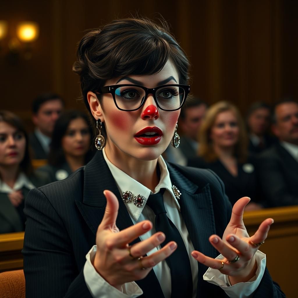 Clown Makeup Lawyer in Courtroom Drama