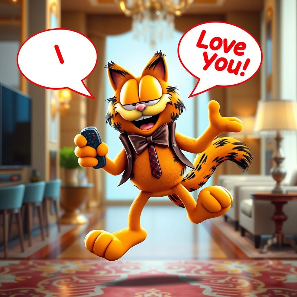 Joyful Garfield Leaps in Luxury