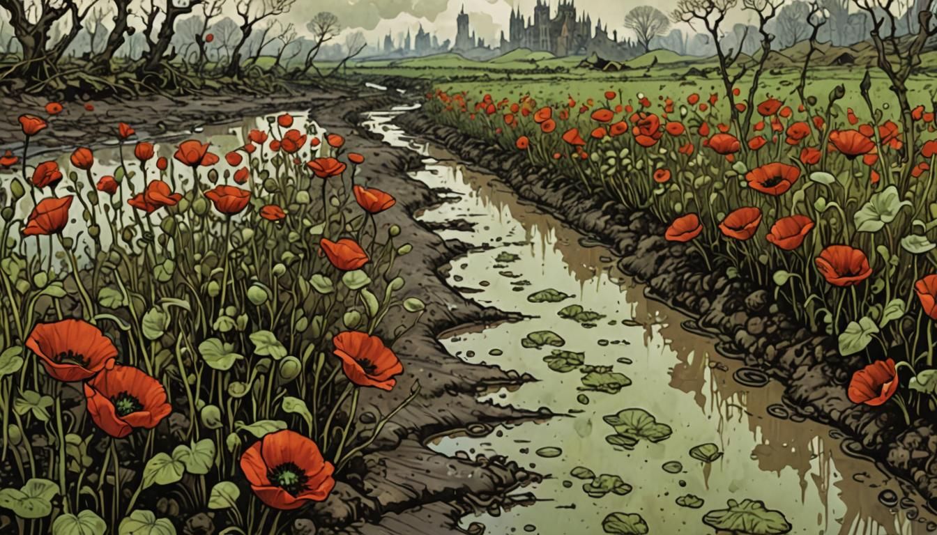 Battlefield Sprouts in Art Nouveau Style