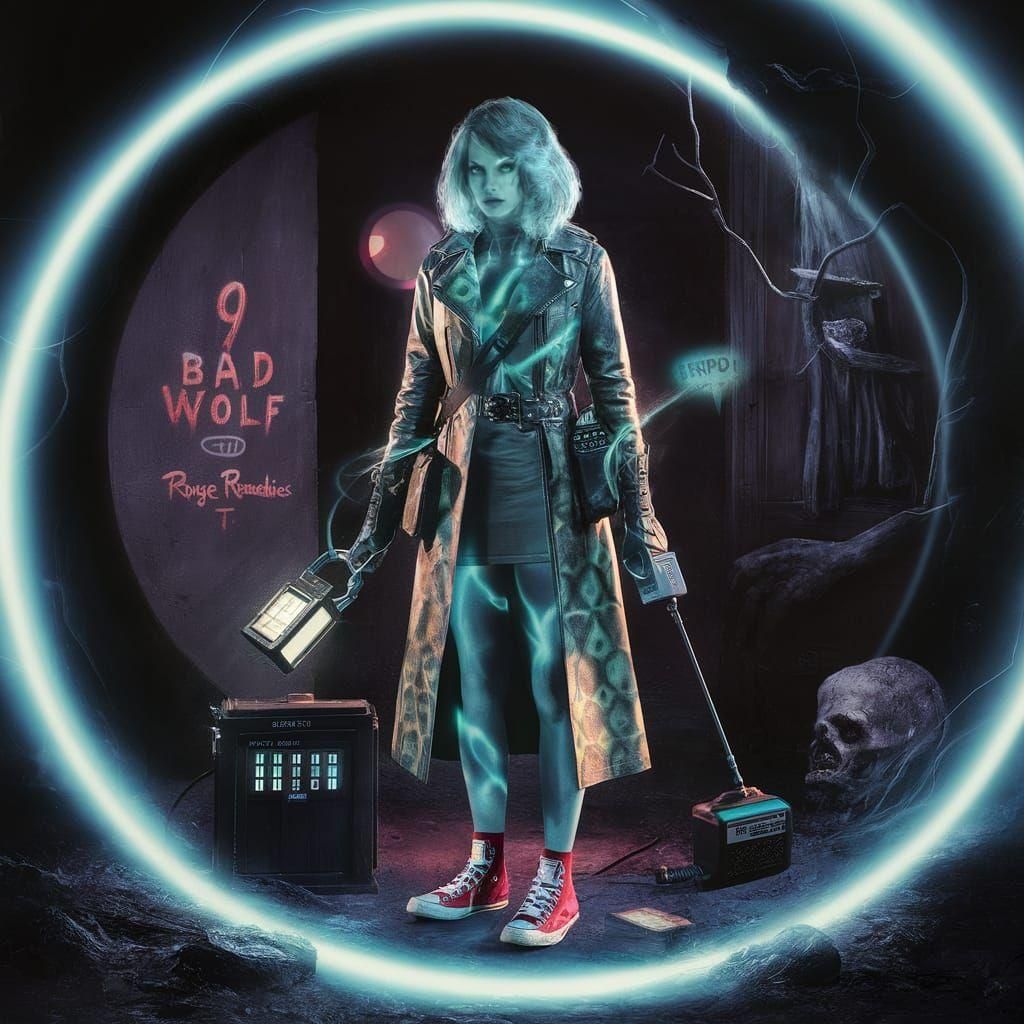 Ghostly Time Lord Activist in UV Light Fantasy Art