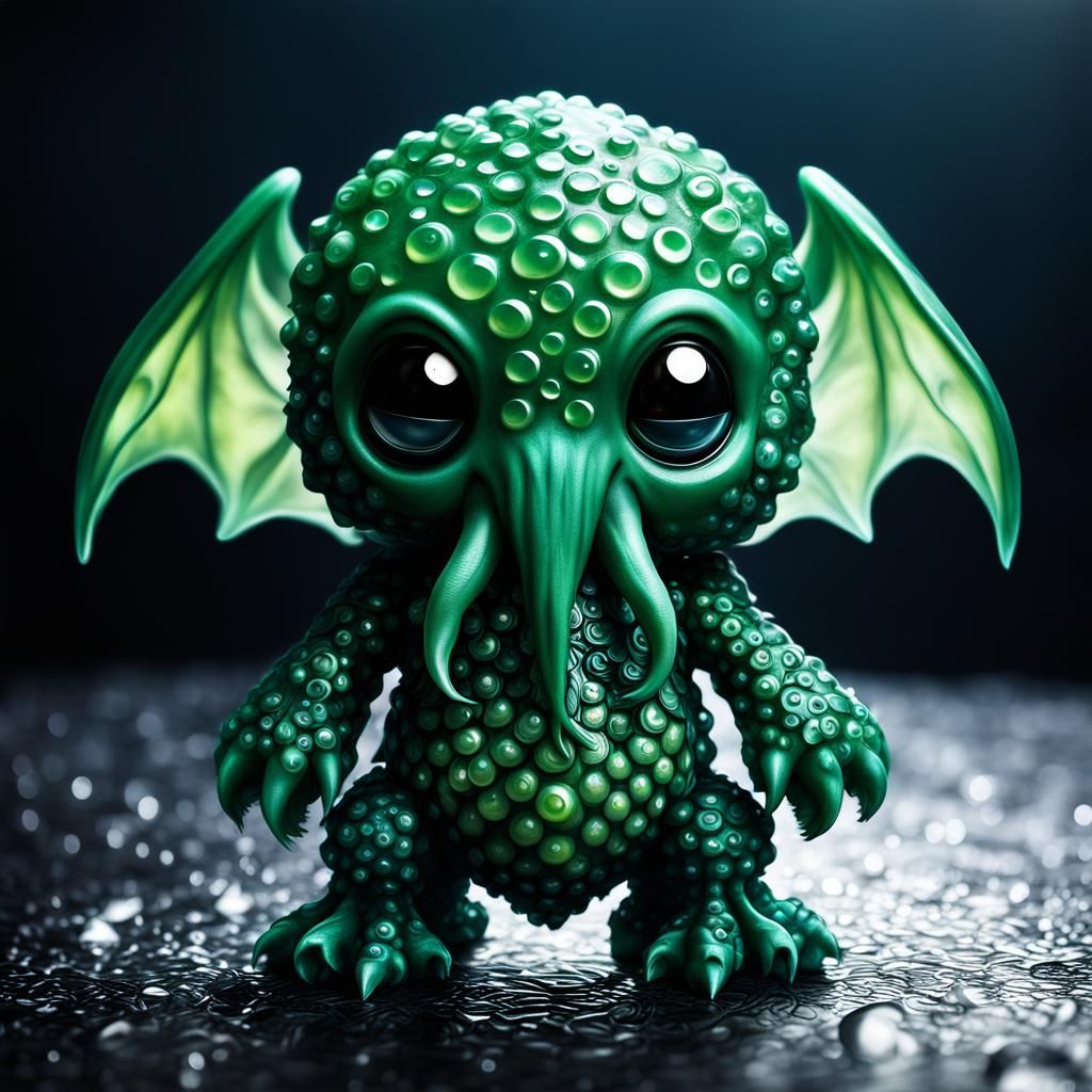 Adorable Chibi Cthulhu with Bubble Wrap Effect