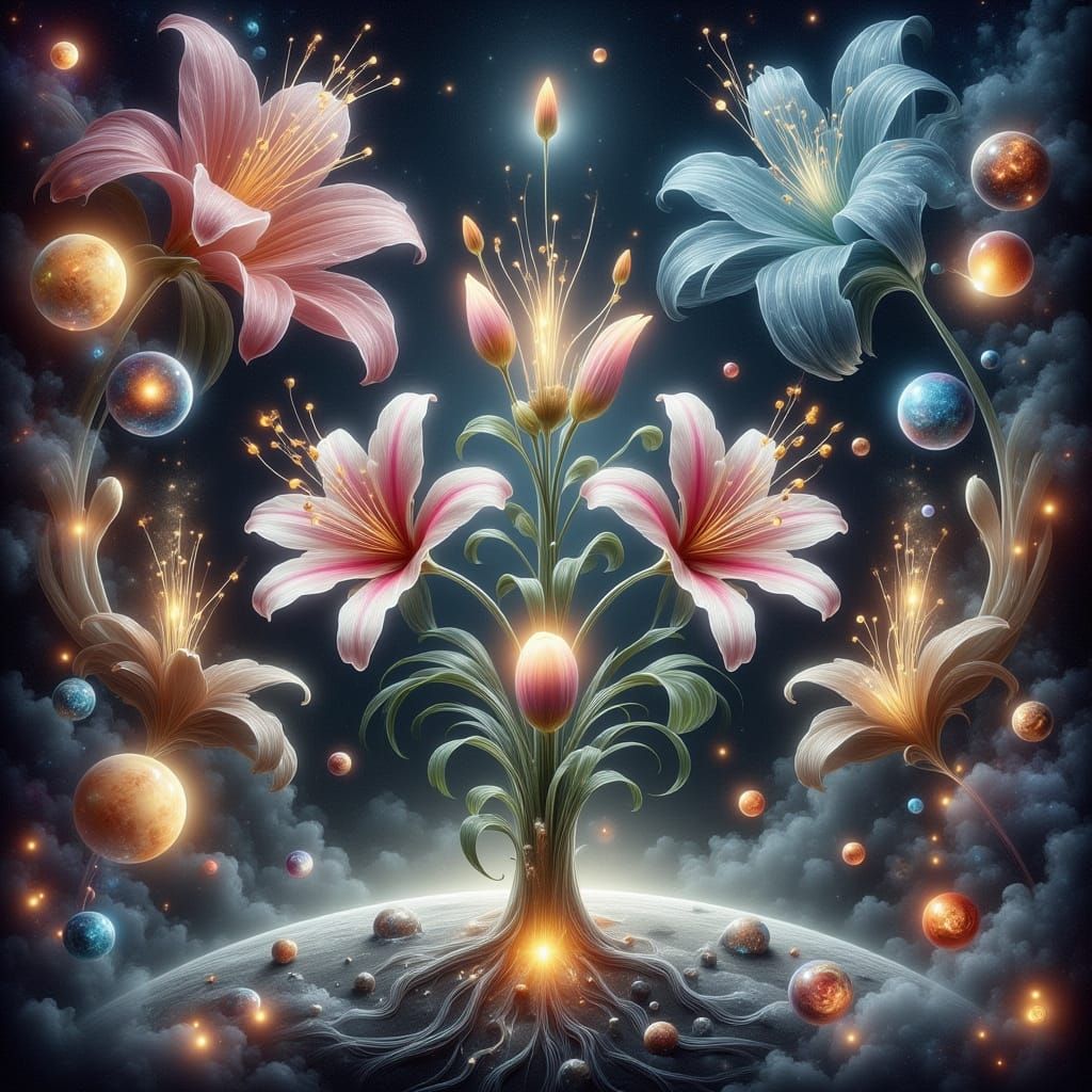 Romantic Dreamscapes: Idyllic Landscape with Shimmering Ligh...