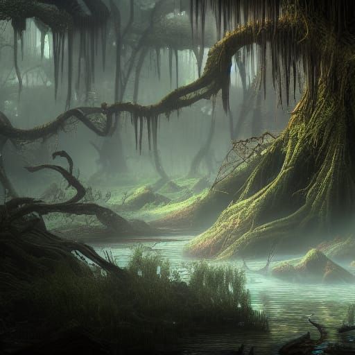 Fantastical Swamp Concept Art in Deep Color