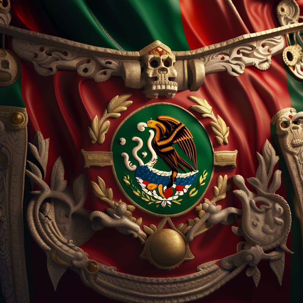 Mexican Empire Flag in Detailed Fantasy Art