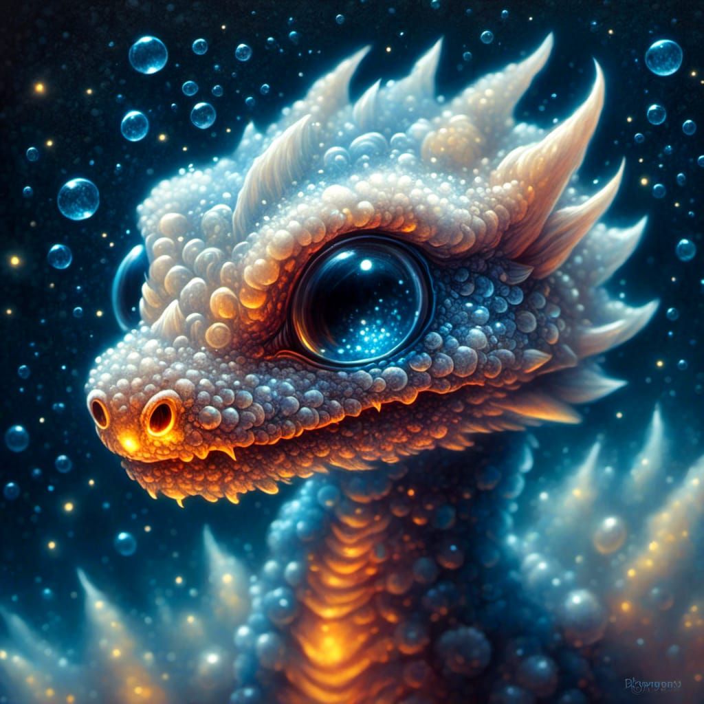 Frosted Crystal Electric Dragon Hatchling Microportrait