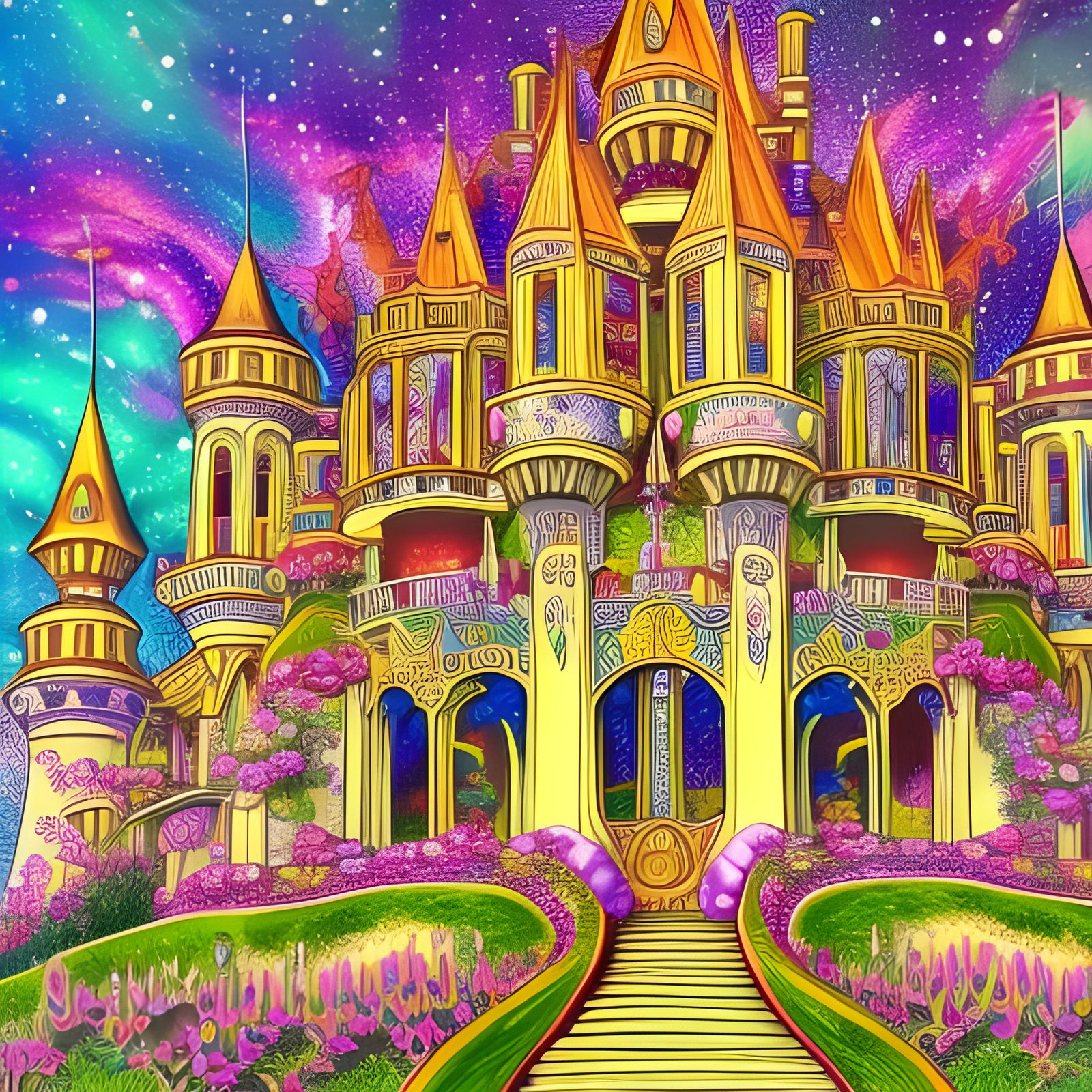 Magical Fairy Tale Castle in Vivid Colors