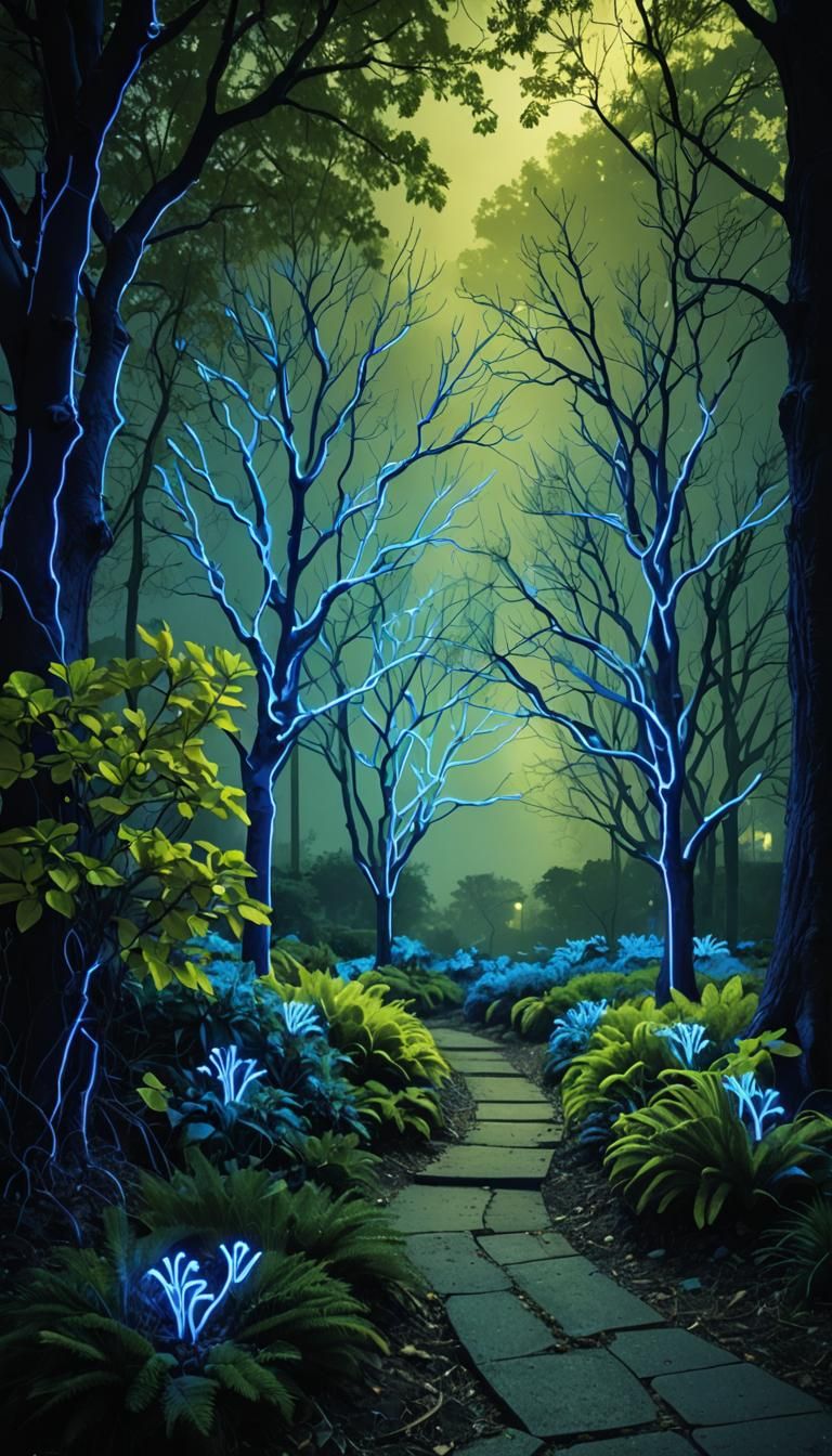 Blue Neon Trees Landscape Decorations