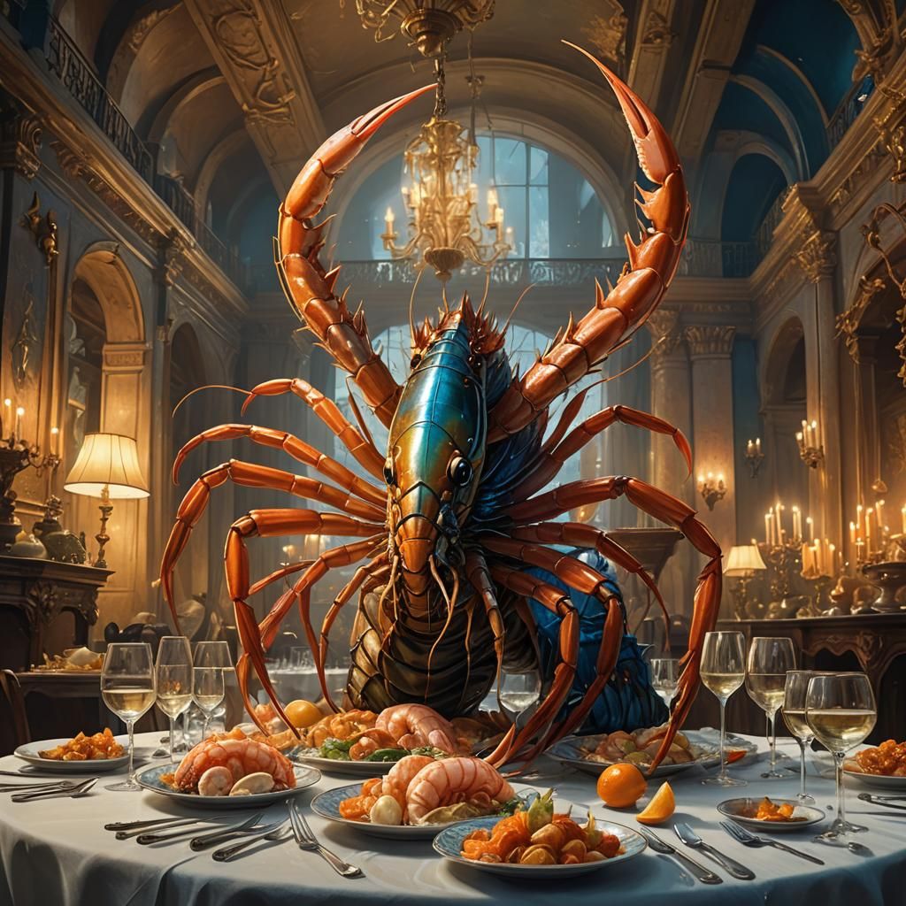 Giant Shrimp Rages in Upscale Dining Hall