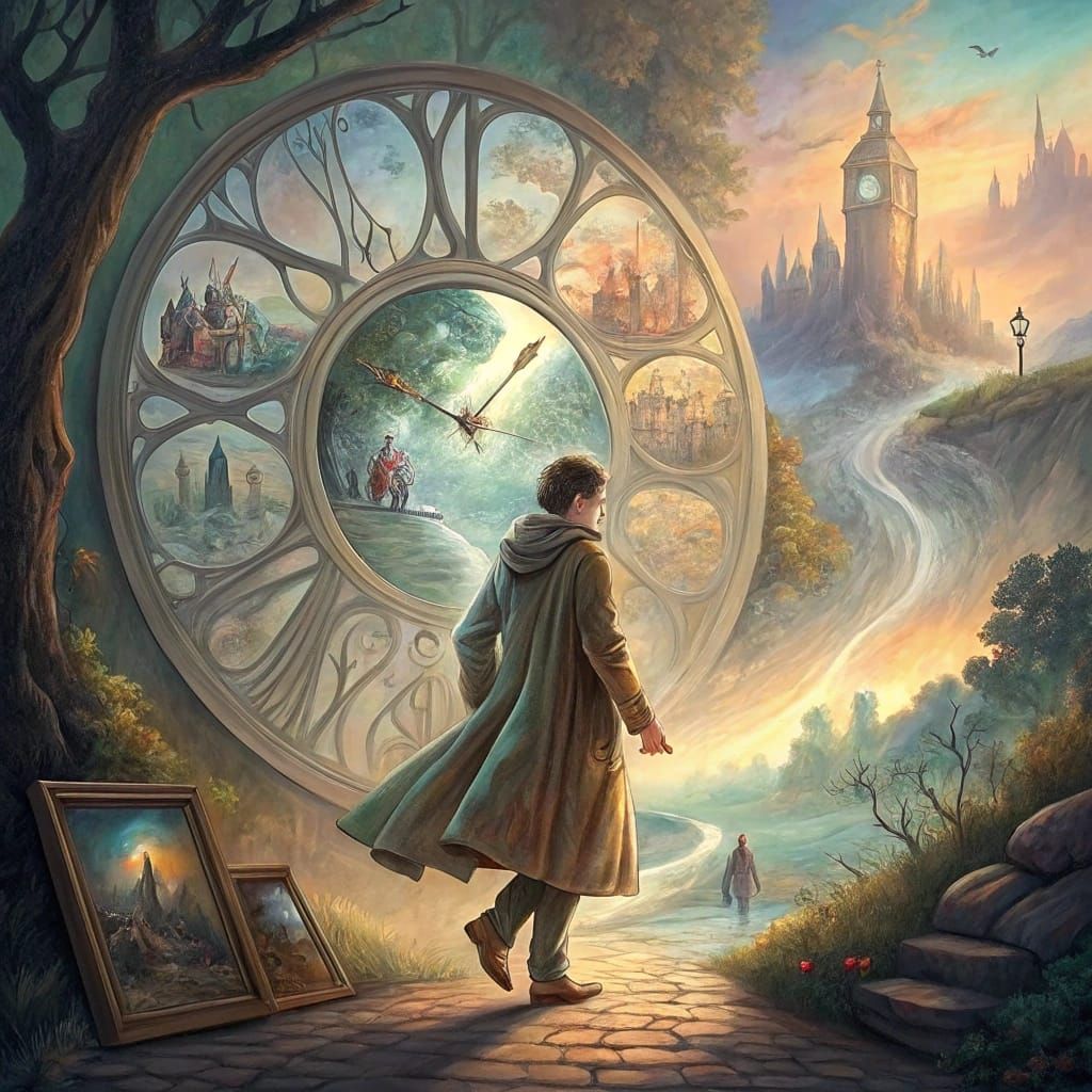 Translucent Time Traveler in Dreamy Fantasy Style
