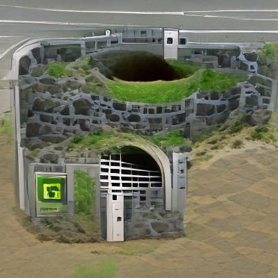 Underground Fortress Gate Digital Rendering