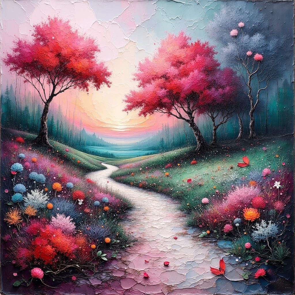 Dreamlike Landscape in Expressive Impasto Style