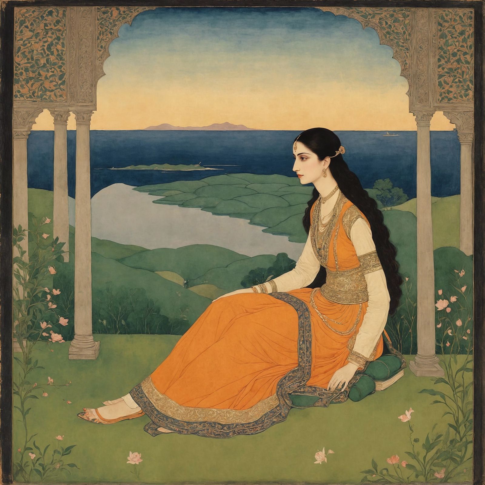 16k resolution, art by Abdur-Rahman Chughtai, Mughal-inspire...