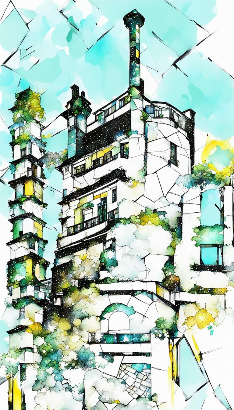 Tower House with Stained Glass in Mixed Styles