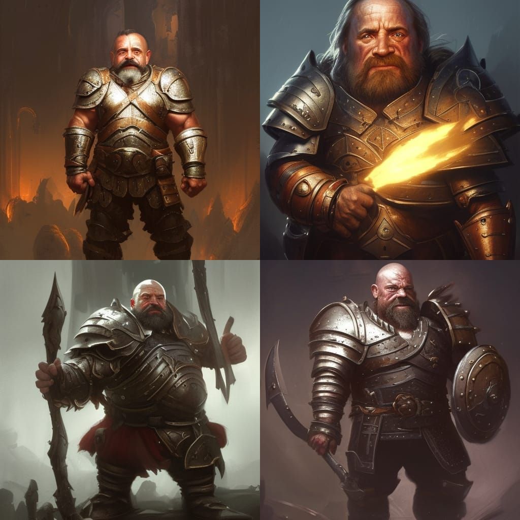 Armored Dwarf Warrior in Dark Fantasy Style