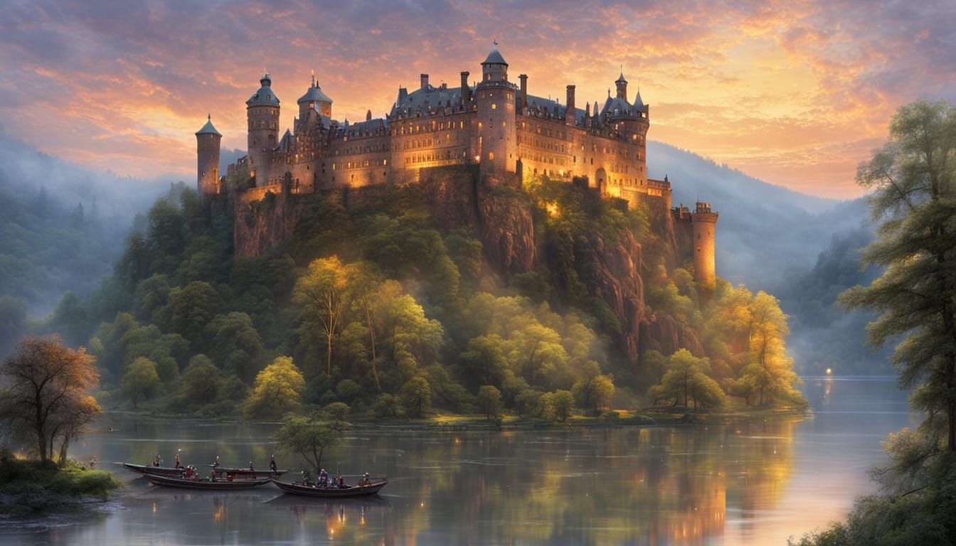 Heidelberg Castle Illuminated by Nighttime Fireworks