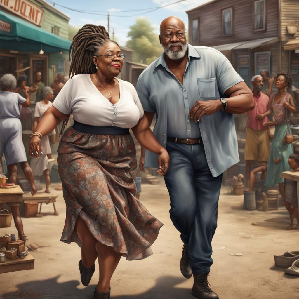 Dancing Black Couple in Detailed Matte Painting