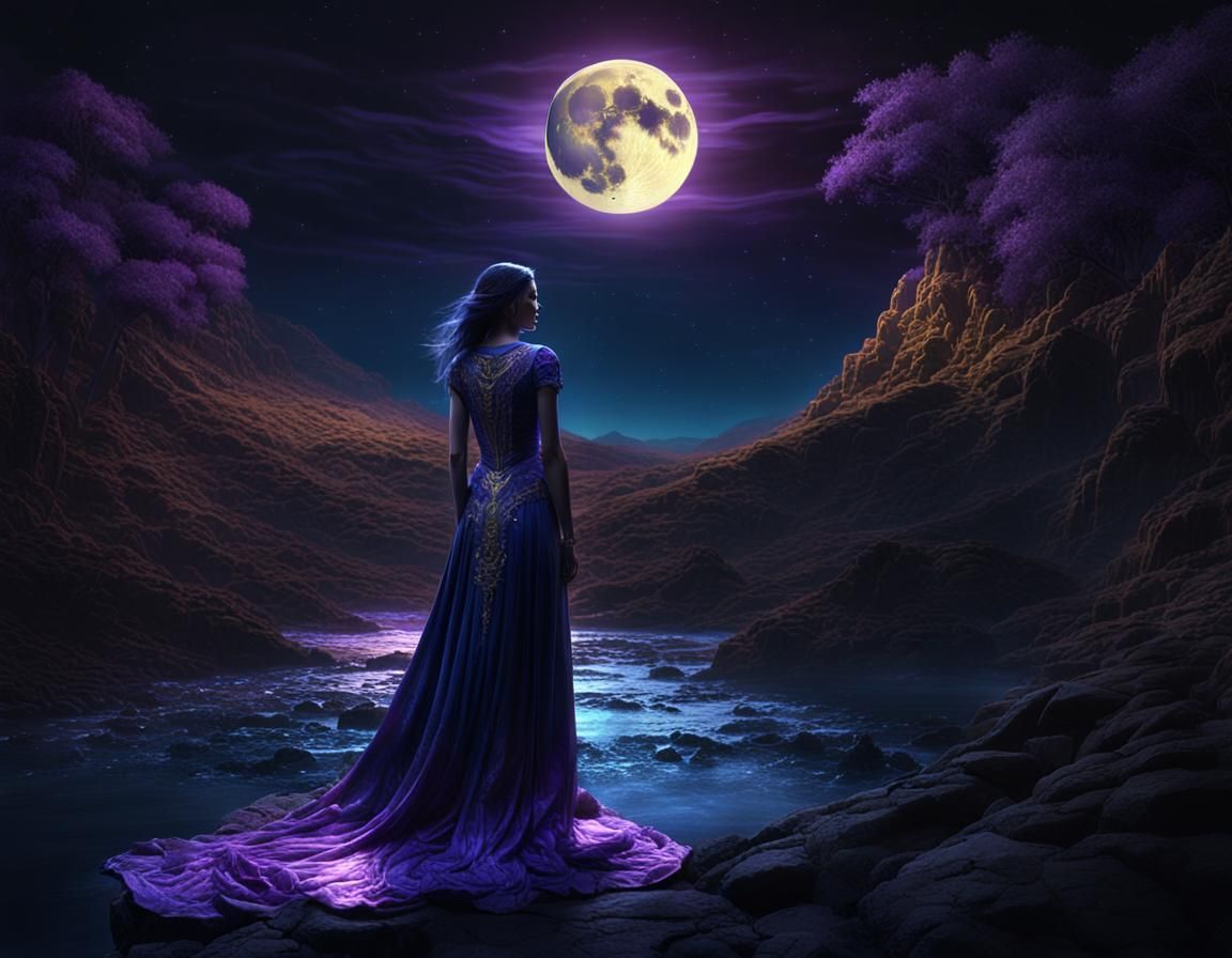 Evil Moon with Prismatic Glow in Chiaroscuro