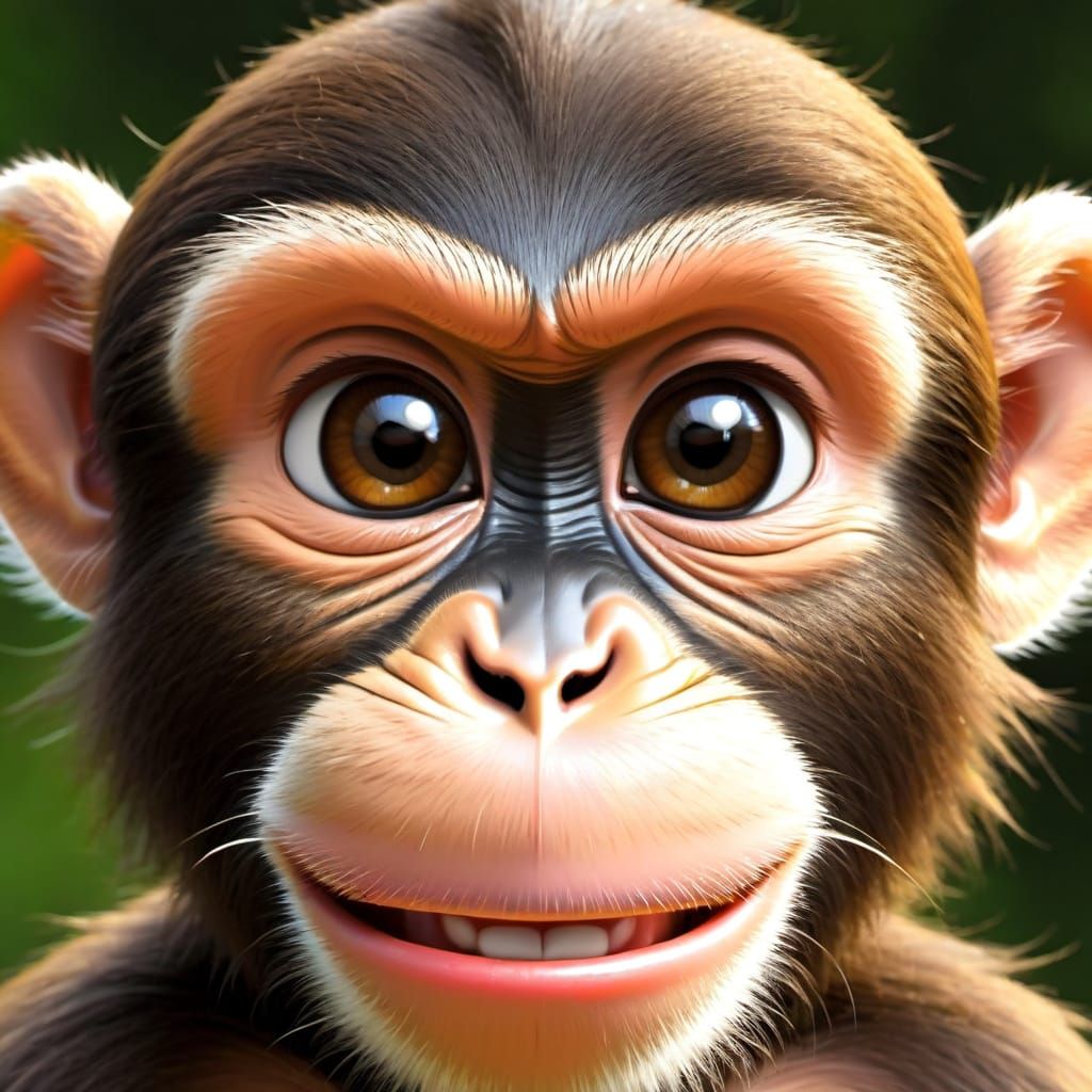 Cartoon Monkey Selfie: A Lighthearted Digital Portrait